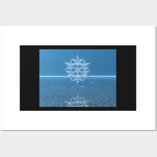 Fractal Snow Crystal on an Icy Sea Posters and Art